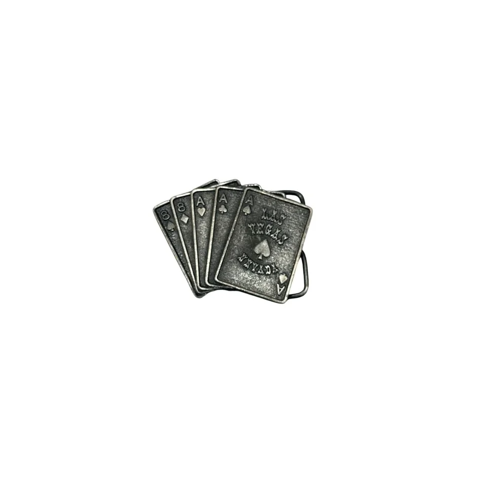 Belt Buckle Unisex OS Silver Excellent Las Vegas Dead Mans Hand Poker